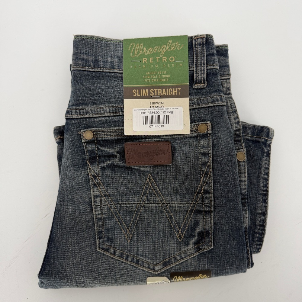 Wrangler Retro Boys Slim Straight Active Flex Jeans Jerome 88BWZJM Size 12 Reg
